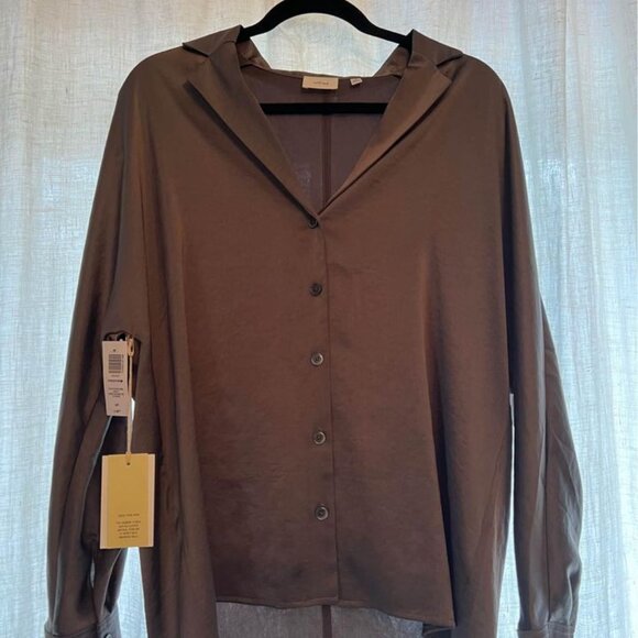 Aritzia / Wilfred Freeform Satin Button Up Shirt - size S - Grey - Picture 5 of 5